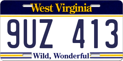 WV license plate 9UZ413
