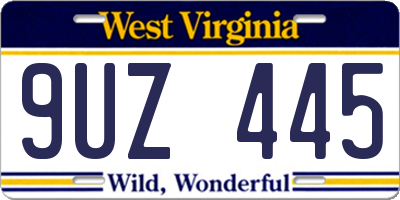WV license plate 9UZ445