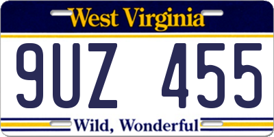 WV license plate 9UZ455