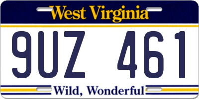 WV license plate 9UZ461