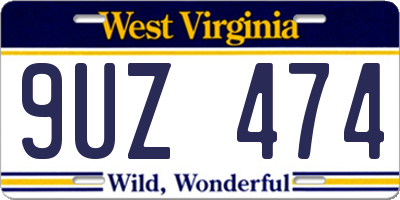 WV license plate 9UZ474
