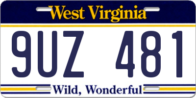 WV license plate 9UZ481