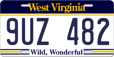WV license plate 9UZ482