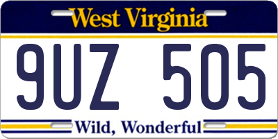 WV license plate 9UZ505