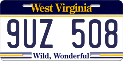 WV license plate 9UZ508