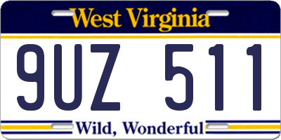 WV license plate 9UZ511