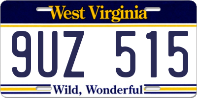 WV license plate 9UZ515