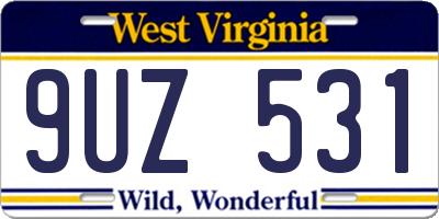 WV license plate 9UZ531
