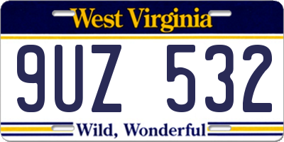 WV license plate 9UZ532