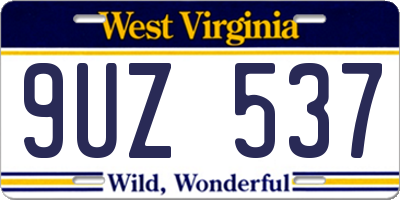 WV license plate 9UZ537