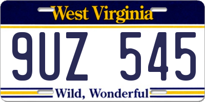 WV license plate 9UZ545