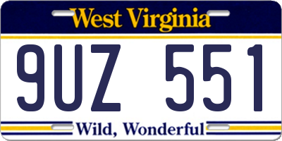 WV license plate 9UZ551