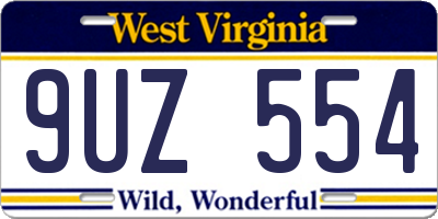 WV license plate 9UZ554