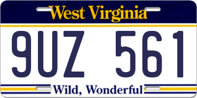 WV license plate 9UZ561