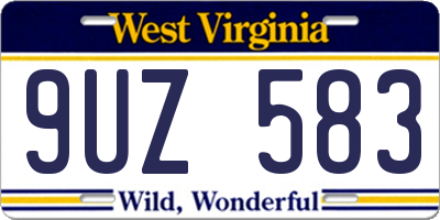 WV license plate 9UZ583