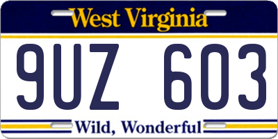 WV license plate 9UZ603