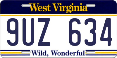 WV license plate 9UZ634