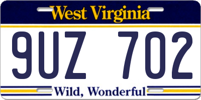 WV license plate 9UZ702