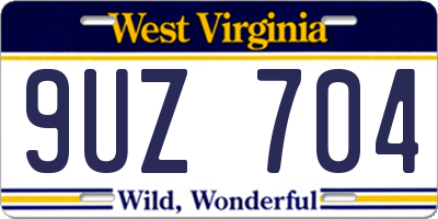 WV license plate 9UZ704
