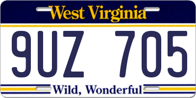 WV license plate 9UZ705