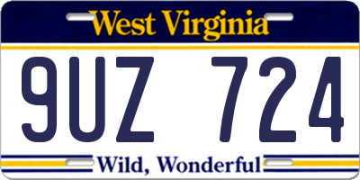 WV license plate 9UZ724
