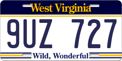 WV license plate 9UZ727