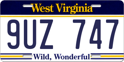 WV license plate 9UZ747