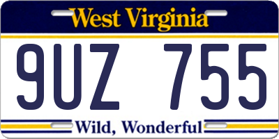 WV license plate 9UZ755