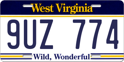 WV license plate 9UZ774