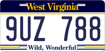 WV license plate 9UZ788