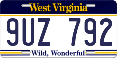 WV license plate 9UZ792