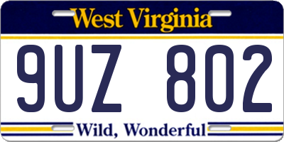 WV license plate 9UZ802