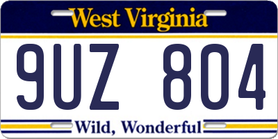WV license plate 9UZ804