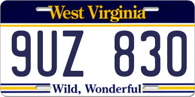 WV license plate 9UZ830