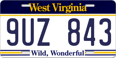 WV license plate 9UZ843