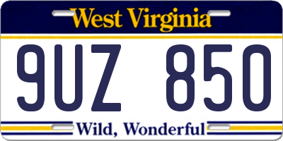 WV license plate 9UZ850