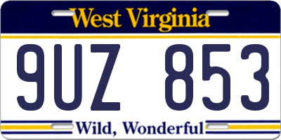 WV license plate 9UZ853