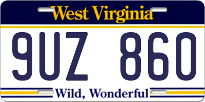 WV license plate 9UZ860