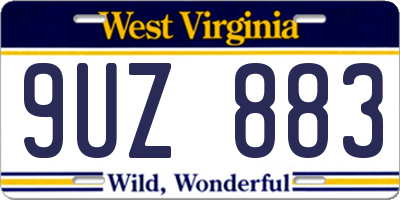 WV license plate 9UZ883