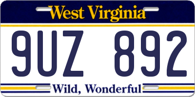WV license plate 9UZ892
