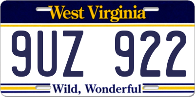 WV license plate 9UZ922