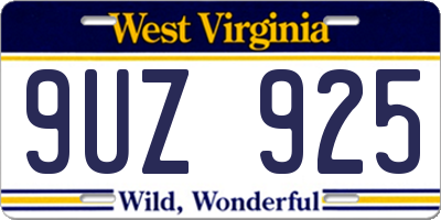 WV license plate 9UZ925