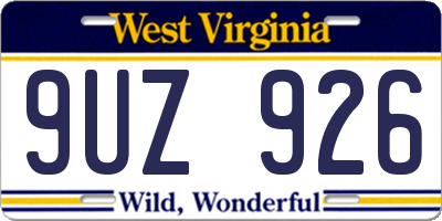 WV license plate 9UZ926