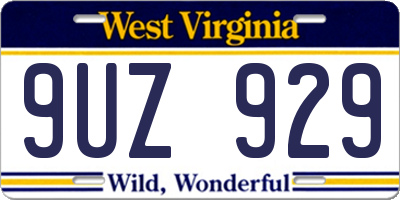 WV license plate 9UZ929