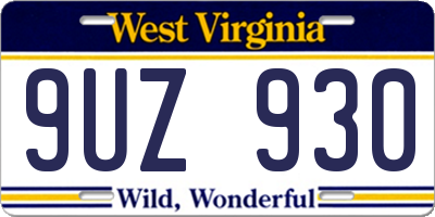 WV license plate 9UZ930