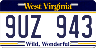 WV license plate 9UZ943