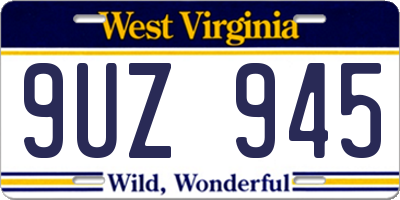 WV license plate 9UZ945