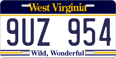 WV license plate 9UZ954
