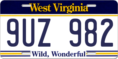 WV license plate 9UZ982