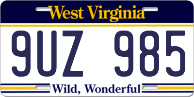 WV license plate 9UZ985